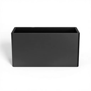 Maceta Moderna Cuadrada de Acero Galvanizado Negro de 133 L para Interiores/Exteriores, para Decoración de Jardín - Product Image 1