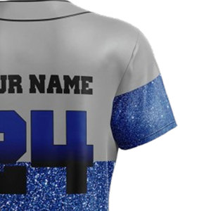 Maillot de baseball sur mesure OEM, 100 % polyester, avec logo imprimé, entièrement boutonné, avec nom et numéro - Product Image 3