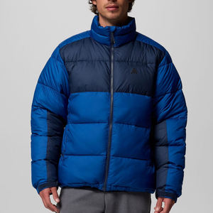 Veste matelassée pour homme de qualité supérieure, couleur bleue, coupe-vent, col montant, fermeture éclair, décontractée, hiver, épaisse, 100% polyester, coupe régulière - Product Image 1