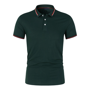 Polo rouge à manches courtes pour homme, coupe classique, couleur unie, style décontracté, bordure contrastante, tissu tricoté, matière piqué, vente en gros - Product Image 4