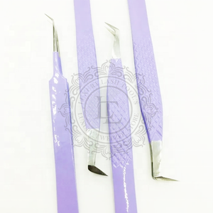 Pince à épiler à pointe argentée avec revêtement en poudre violette Pince à épiler d'extension de cils à poignée diamantée en acier inoxydable durable - Product Image 6