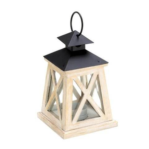 Classic Wooden <b>Lantern</b> with <b>Black</b> Metal Top Eco-Friendly Customizable Size & Design Indoor/Outdoor Use Handcrafted - Product Image 3
