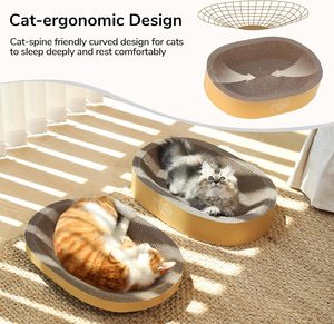 Durable Oval <b>Cat</b> Scratch <b>Bed</b>, Round <b>Cat</b> Scratching Board with Large Kitten Scratcher Box for Indoor <b>Cat</b>, Couch <b>Sofa</b> Furniture - Product Image 2