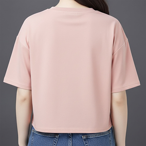 High Quality 100% Cotton O-neck Crop <b>Top</b> Fit Plain Drop Shoulder Tee Shirt Plus Size Wear Lightweight Casual Wear T-Shirt - Product Image 6