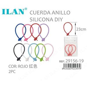 ILAN Anillo de cuerda de silicona de 23 cm para el cabello, rojo, 2 piezas - Product Image 1