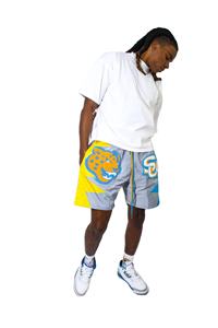 Camiseta de algodón de color contrastante de gran tamaño con pantalones cortos a juego, Camiseta de algodón peinado con logotipo personalizado y ropa sublimada, conjunto de pantalones cortos para hombre - Product Image 3