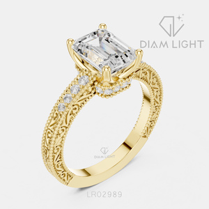 Bague de fiançailles de luxe en or blanc 14 carats avec diamant de laboratoire taille émeraude 2,08 carats, couleur F+, clarté VS+, bijou de mariée, cadeau pour femme - Product Image 6