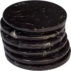 Standard Quality Stone Black <b>Marble</b> Classic Eco-friendly Serving Cup Coaster Round Tea Coasters Set Kitchen Pattern New Models - Product Image 4