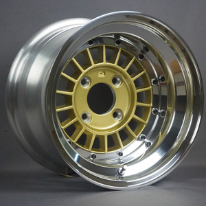 ล้ออะลูมิเนียมอัลลอยแบบ 3 ชิ้น FOCUS RACING SPOKE ขนาด 14 นิ้ว 9J 4 รู สีทอง 114.3 มม. PCD สีดำ - Product Image 1