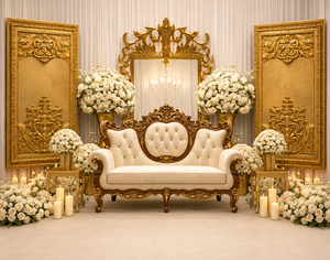 Dravidian Carved Pillars Panels Ritu Kala Samskaram Vintage Premium Fiber <b>Wedding</b> Stage Backdrops Lightweight Golden <b>Frames</b> - Product Image 5