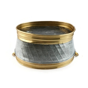 Antique Galvanized Zinc Beverage Tub With Gold Rim And Base Handles Dual Tone Modern Party Wine, <b>Beer</b> For Wedding & Party Serve - Product Image 4
