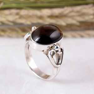 SHYAM JEWELRY 925 Sterling <b>Silver</b> Brown Smokey Quartz Oval Boho & Hippie Unisex Bezel Setting <b>Solitaire</b> <b>Ring</b> Classic Glamour - Product Image 5