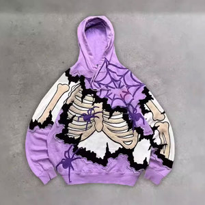 Sudadera con Capucha Estilo Gótico Punk para Hombre, Diseño de Esqueleto y Telaraña 3D, Corte Holgado, 100% Algodón Ecológico para Invierno - Product Image 1