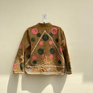 Top Rated Suzani Embroidered Jacket Floral Hippie Cropped <b>Coat</b> Women Winter Warm Outerwear Factory Direct Wholesale - Product Image 3