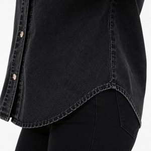 <b>Women</b> Washed Black <b>Denim</b> Casual <b>Shirt</b> <b>Long</b> Sleeve <b>Denim</b> Vintage Washed <b>Shirt</b> Relaxed Fit Premium Fabric Classic <b>Denim</b> <b>Shirt</b> - Product Image 5
