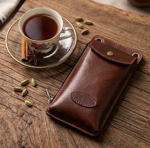 Funda Larga para Teléfono Móvil, Hecha a Mano con Cuero Genuino de Primera Calidad, con Botón, Ecológica, Multifuncional, con Ranuras para Tarjetas y Efectivo - Product Image 1