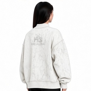 Sudadera Oversize de Felpa/Algodón con Efecto Ácido, Personalizable, de Última Tendencia, Color Blanco, Cuello Alto Premium, Hombros Caídos - Product Image 5