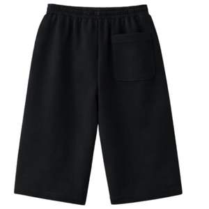 Conjunto de Sudadera Polo Negra de Algodón de Alto Gramaje y Pantalones Cortos para Hombre, Ropa Deportiva Urbana con Cuello Acanalado, Conjunto de Moda Deportiva - Product Image 4