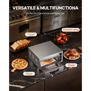 Forno Elettrico Commerciale da Banco per Pizza a Singolo Ripiano da 14 Pollici in Acciaio Inossidabile con Maniglia in Pietra, Forno Tostapane Multiuso - Product Image 6