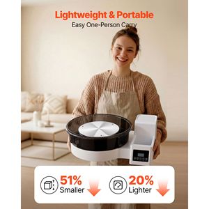 Tornio per Ceramica Elettrico da Tavolo 14" 11" per Adulti, 450W, con Pedale, Velocità Regolabile 30-300 RPM - Product Image 3
