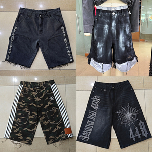 Wholesale Men Distressed Blue Denim Shorts Vintage Washed Ripped Jean Shorts <b>Roll</b>-<b>up</b> Cuff Summer Casual Slim Fit Denim Shorts - Product Image 4