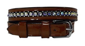 Cinturón de cuero negro Argentina Polo cosido a mano con hilo de color verde/azul y hebilla de acero inoxidable. - Product Image 3