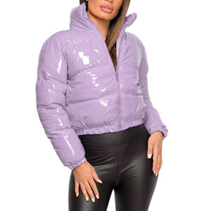 Custom <b>Ladies</b> Short Quilted <b>Jacket</b> with Detachable Collar Polyester Filled Lightweight Winter Coat - Product Image 3