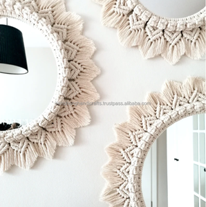 TienPhong Handicrafts Made in Vietnam Handmade <b>Wall</b> <b>Art</b> Decor Hanging Tassel <b>Mirror</b> With Macrame - Product Image 3