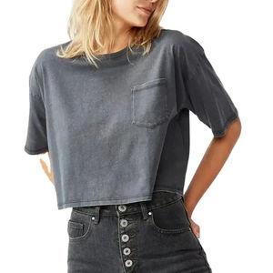 Top Corto de Algodón para Mujer, Corte Holgado, Transpirable, Ligero, Antiarrugas, Verano, Casual, Personalizado, OEM - Product Image 4