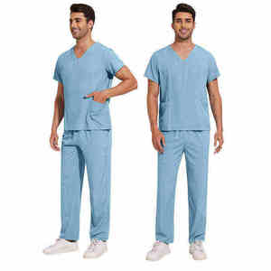 Wholesale Stretch Hospital Medical Scrubs <b>Set</b> Custom Logo Nursing Uniforms Men Women V-neck Surgical <b>Doctor</b> Dental Clinic Wear - Product Image 4