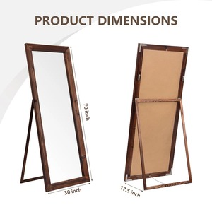 Miroir à cadre en bois au design minimaliste, idéal pour les bureaux, les centres commerciaux, les studios de danse et les vitrines de boutiques, fabriqué à la main en Inde - Product Image 5