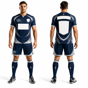 Maillots et shorts de football de haute qualité, logo personnalisé, tissu en mesh, coupe athlétique, impression numérique, vêtements de sport pour hommes - Product Image 1
