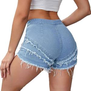 Shorts de Mezclilla Desgastados de Cintura Alta para Mujer, con Dobladillo Deshilachado, Estilo Asimétrico y Sexy para el Verano - Product Image 5