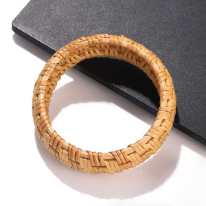 Hand-woven rattan <b>bangles</b> in bulk quantity lowest cost natural wooden cane <b>bangle</b> <b>bracelet</b> cuffs - Product Image 1