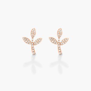 ต่างหูเพชรทรงใบไม้ทองคำขาว 14K เพชรเพาะเลี้ยงในห้องปฏิบัติการ - Product Image 4