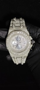 Reloj Cronógrafo de Lujo Unisex de Aleación, Estilo Hip Hop, con Diamantes Incrustados, Esfera Analógica, Caja de 41 mm, Cristal de Zafiro, Movimiento de Cuarzo - Product Image 3