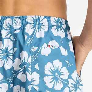 Short de bain pour homme à séchage rapide, imprimé floral bleu, avec taille élastique et poches, style décontracté - Product Image 5