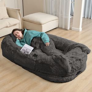 Cuccia per Cani a Grandezza Naturale 180x114x30 cm in Pelliccia Sintetica, Copertura Non Rimovibile Lavabile, per Persone e Animali Domestici, Ideale per Riposini e Sonnellini - Product Image 5