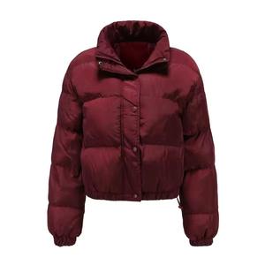 Blouson matelassé coupe-vent à col montant corail, épais et matelassé, avec fermeture boutonnée, décontracté, pour l'hiver, unisexe, coupe régulière - Product Image 5
