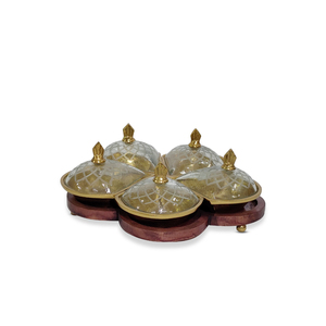 Juego de 4 recipientes de vidrio de lujo para servir frutos secos, bandeja metálica para especias y condimentos con tapa, organizador de mesa, decoración, regalo. - Product Image 6