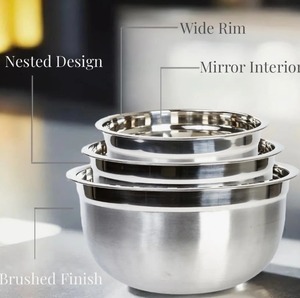 Ensemble de bols en acier inoxydable en gros, plusieurs tailles assorties, multi-usages pour mélanger, servir, ranger, vaisselle de cuisine à bas prix - Product Image 4