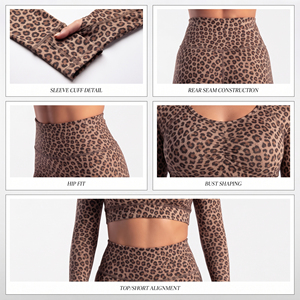 Conjunto de Shorts de Yoga Cortos con Estampado Personalizado, Top Corto Ligero para Gimnasio y Fitness, Shorts de Entrenamiento para Mujer, Top Corto de Yoga de Manga Larga, Conjunto de 2 Piezas - Product Image 6