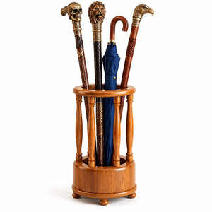 Canne de marche en bois personnalisée, faite à la main, avec poignée courbée sculptée, détails en laiton, design vintage classique - Product Image 2