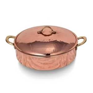 Casserole en cuivre artisanale vintage avec couvercle, poignées en laiton, durable, pour la cuisine, l'hôtellerie, la restauration et la maison - Product Image 4
