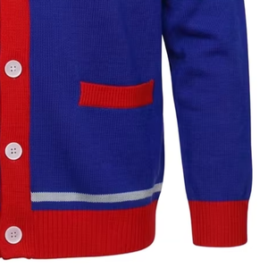 High Quality Custom Oversize Varsity Style Chenille Patch Knit <b>Cardigan</b> <b>Sweater</b> with Striped Sleeves and Buttons Winter - Product Image 5