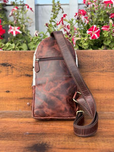 Nouveau Western élégant en cuir véritable femmes poitrine sac cheveux sur cuir usiné Vintage sac à bandoulière en plein air luxe voyage poitrine sac - Product Image 5