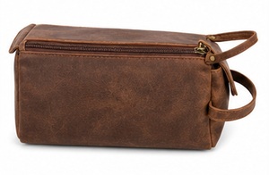 Gravs Sac de Voyage Vintage en Cuir Véritable Premium avec Fermeture Éclair, Logo Suspendu, Grande Capacité, Écologique, Poignée Souple, Trousse de Toilette et Cosmétiques - Product Image 4