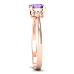Anillo de Compromiso REYES Personalizado de Oro Sólido de 14K con Diamante Certificado IGI y Gema de Amatista de Corte Redondo de 0.84 Quilates - Product Image 3