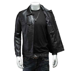 Trendy Wholesale <b>Men's</b> Cowhide Leather <b>Jacket</b> <b>Lightweight</b> Fashion with Zipper Ultimate Casual Street Style Leather <b>Jacket</b> - Product Image 5