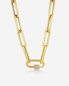 จี้คาราไบเนอร์แบบมีตัวล็อค ทอง 14k 18k เพชรเพาะเลี้ยง 0.16 กะรัต ประดับเพชรแบบ Pave Set ตัวล็อคแบบเกี่ยว ดีไซน์ทันสมัย สามารถสวมซ้อนกันได้ - Product Image 3